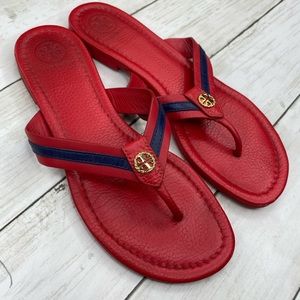 Tory Burch Red Maritime Sandals Sz 7M Retail $225